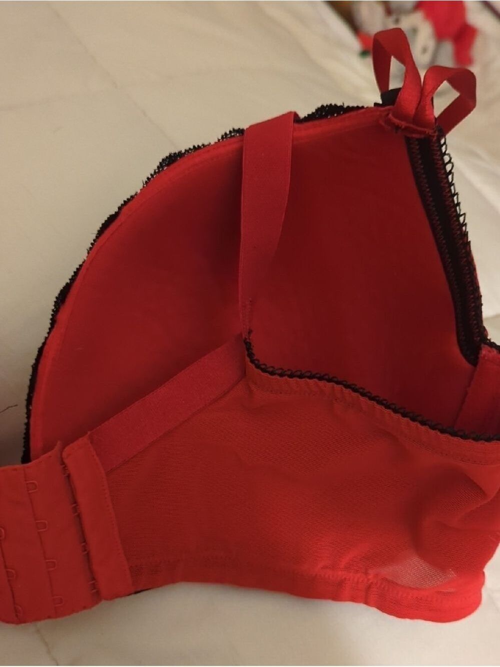 Lane Bryant Cacique: Red w/ Black Lace Trim Jacquard Style Bra Size 42DD-NWOT - Picture 8 of 11